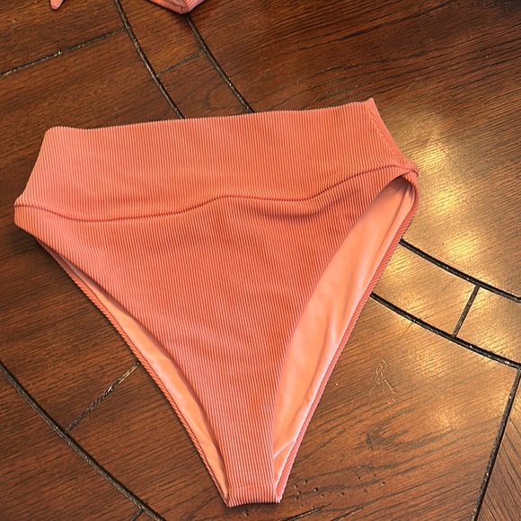 Beach Riot Blush Pink Ribbed Bikini Set- Size Small - Picture 2 of 7